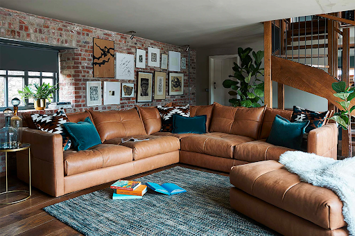 Leather corner sofa living room