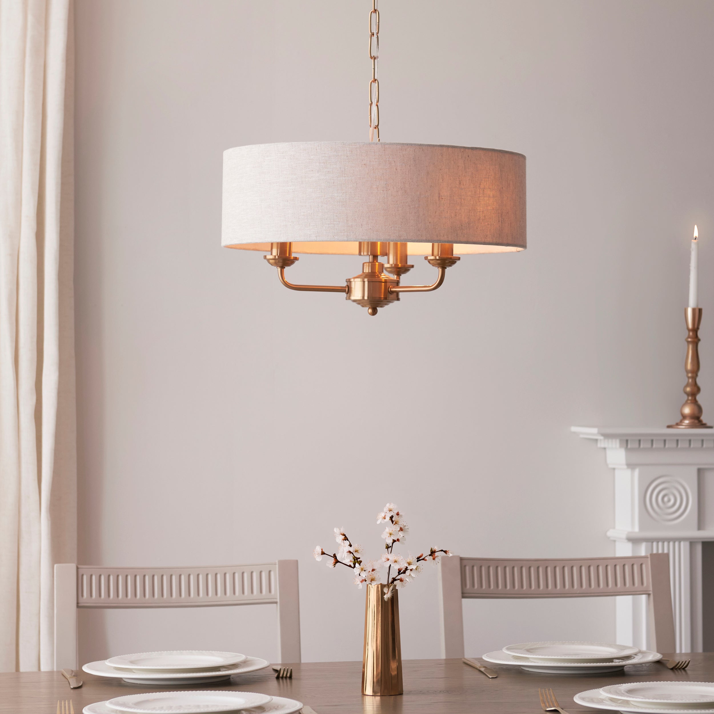 Leif 3lt Pendant Light in Beige