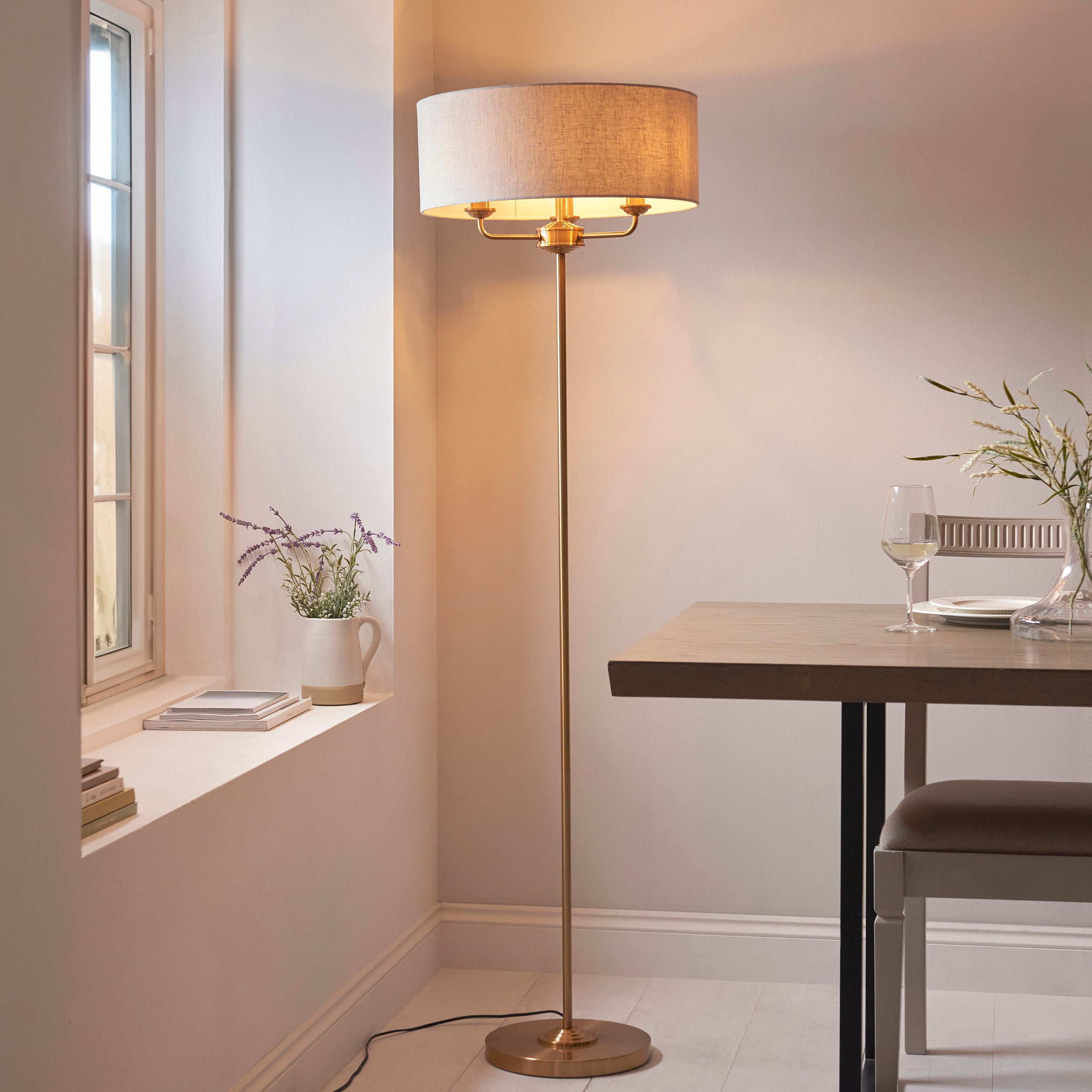 Leif 3lt Floor Lamp in Beige