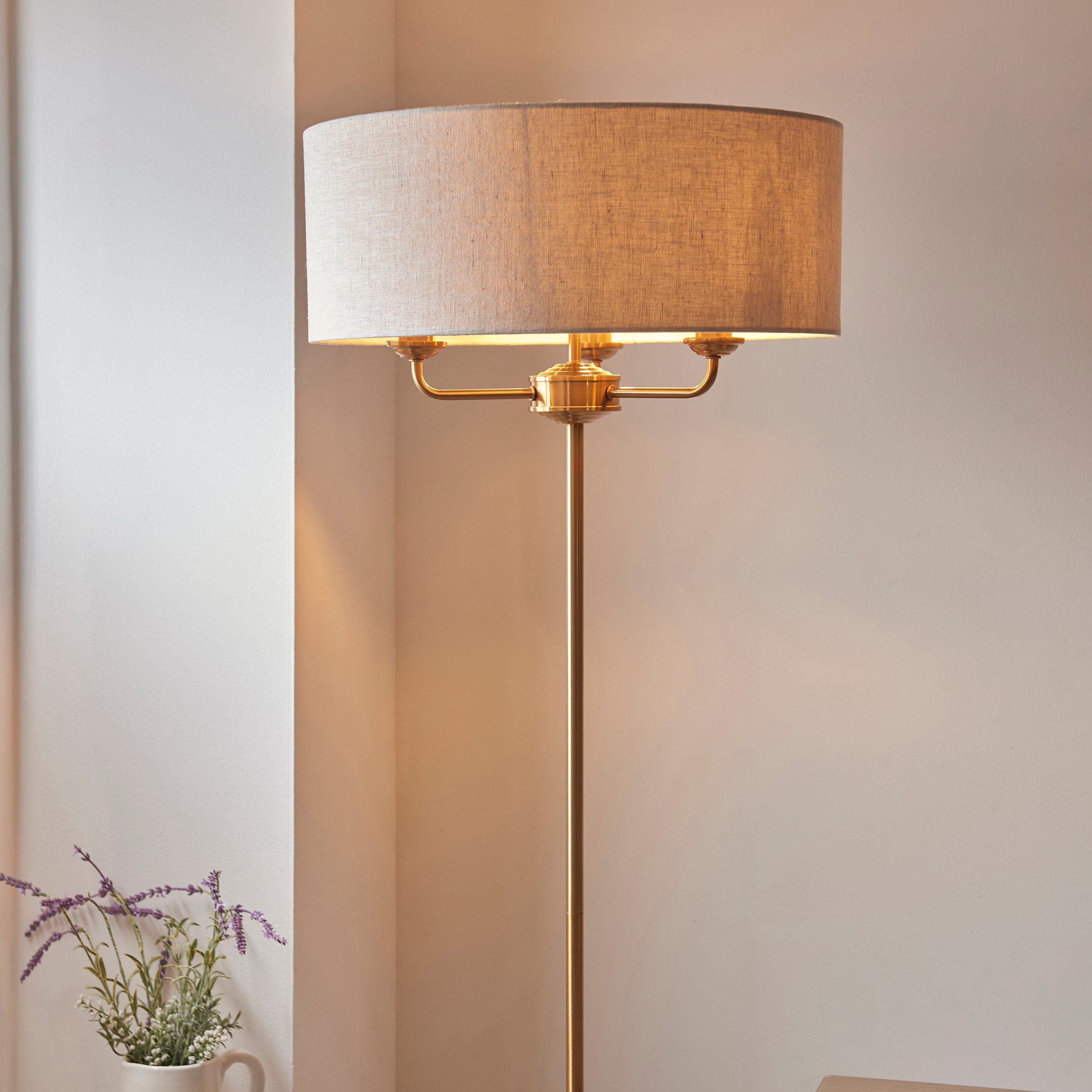 Leif 3lt Floor Lamp in Beige