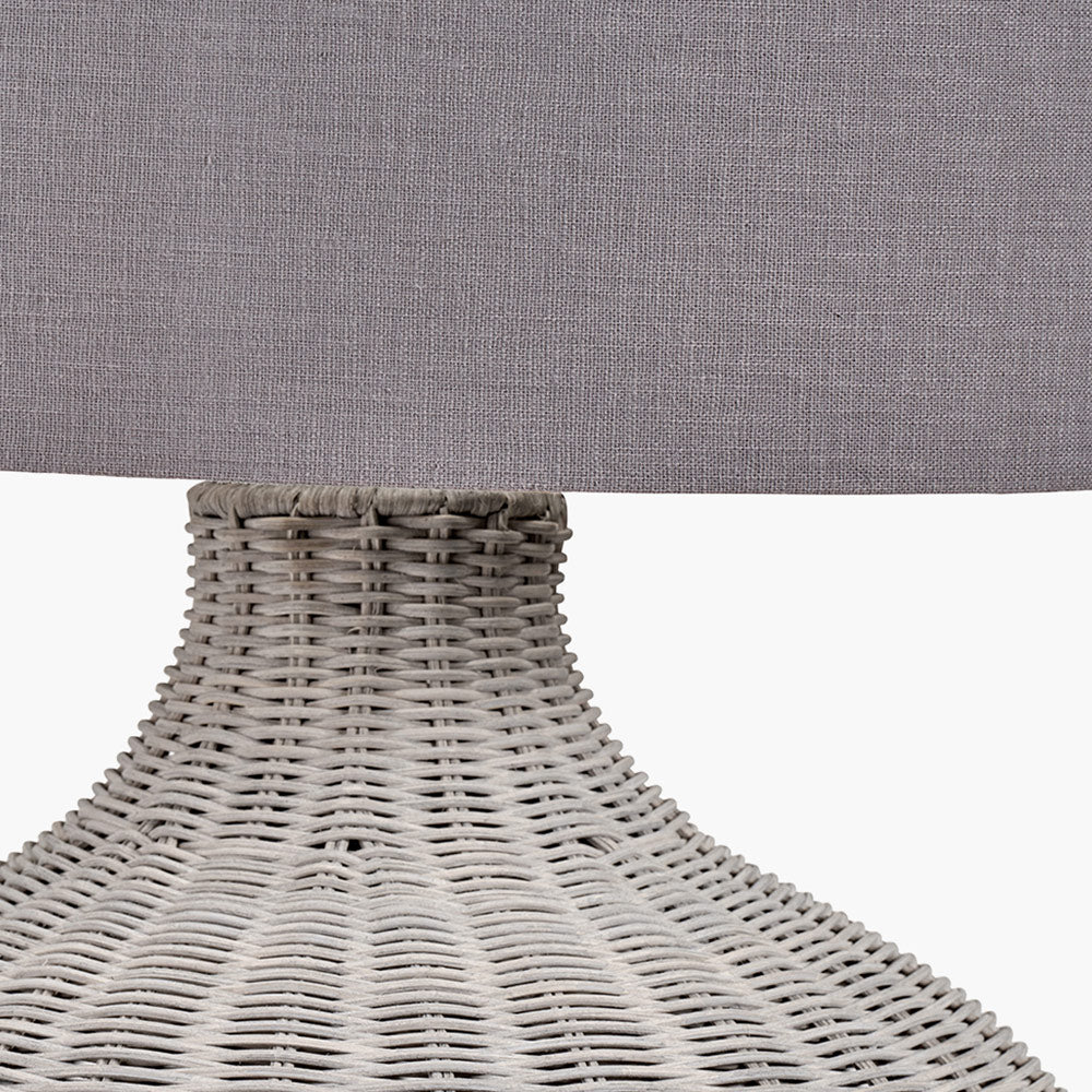 Grey Wash Rattan Table Lamp