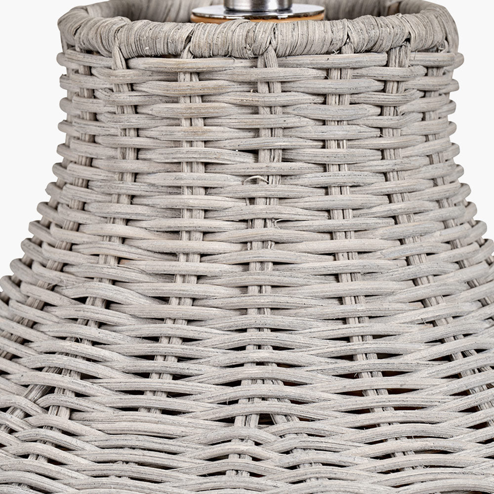Grey Wash Rattan Table Lamp