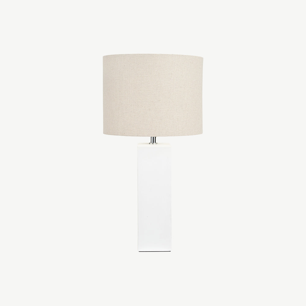 White Tall Block Table Lamp