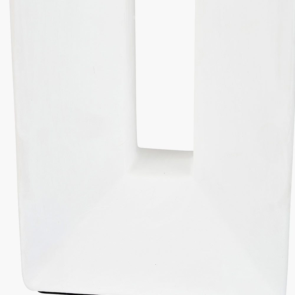 White Tall Block Table Lamp