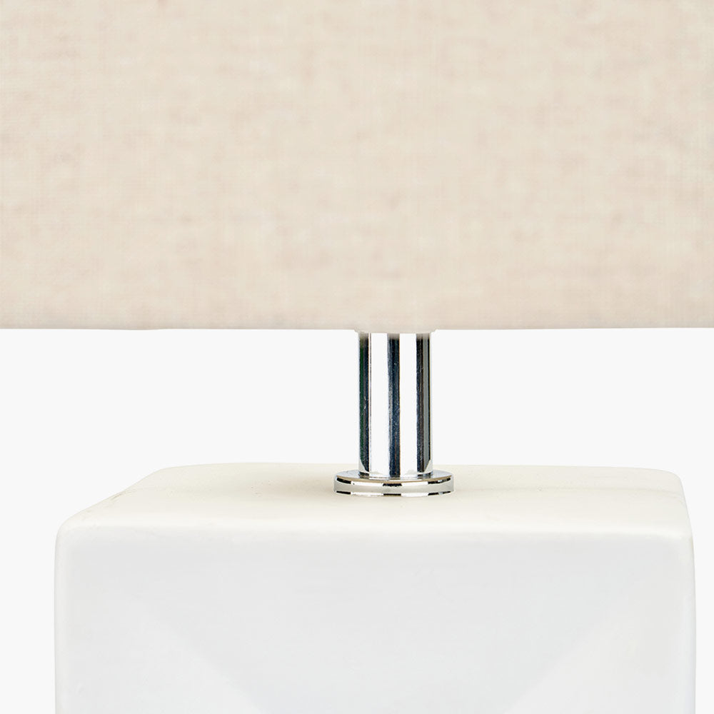White Tall Block Table Lamp