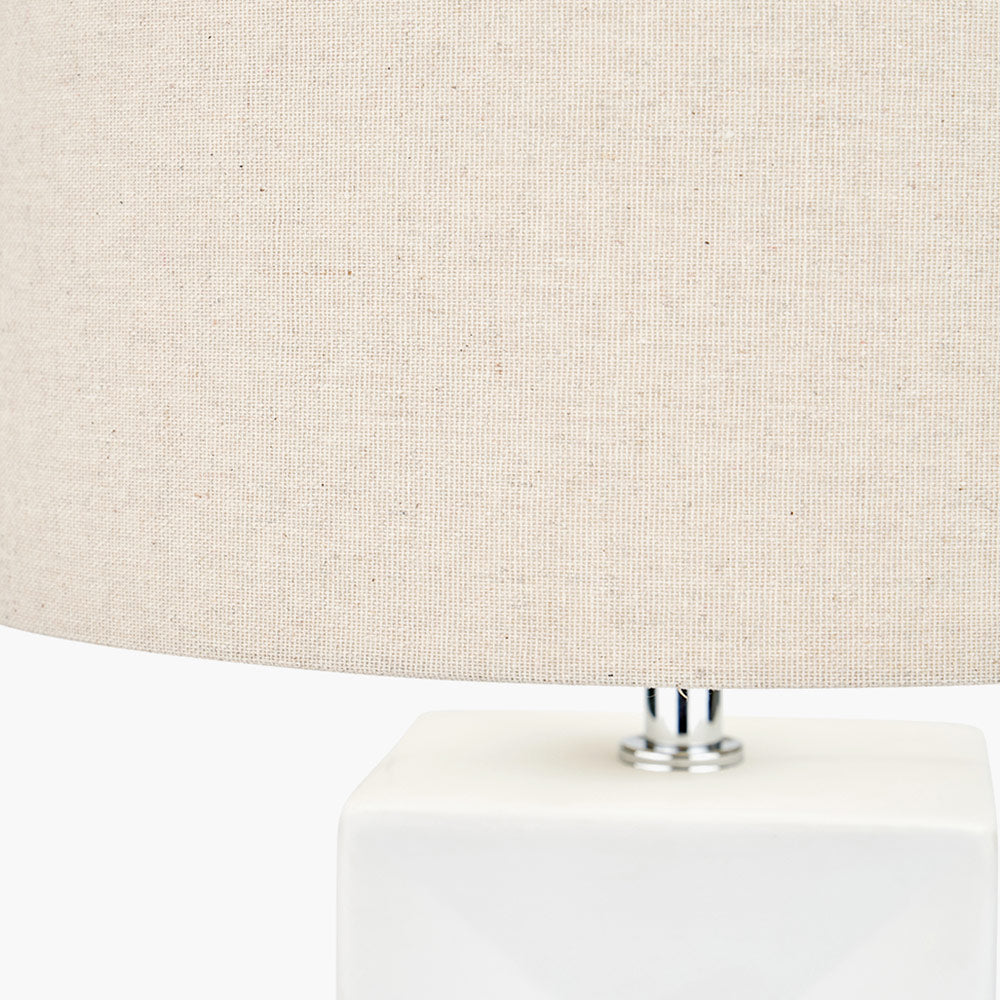 White Tall Block Table Lamp
