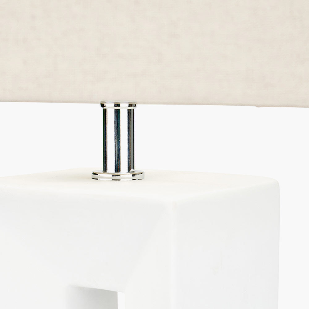 White Tall Block Table Lamp