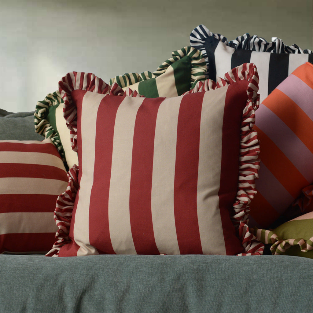 Colours Of Arley Cocktail Cushion - Maroon & Magnolia