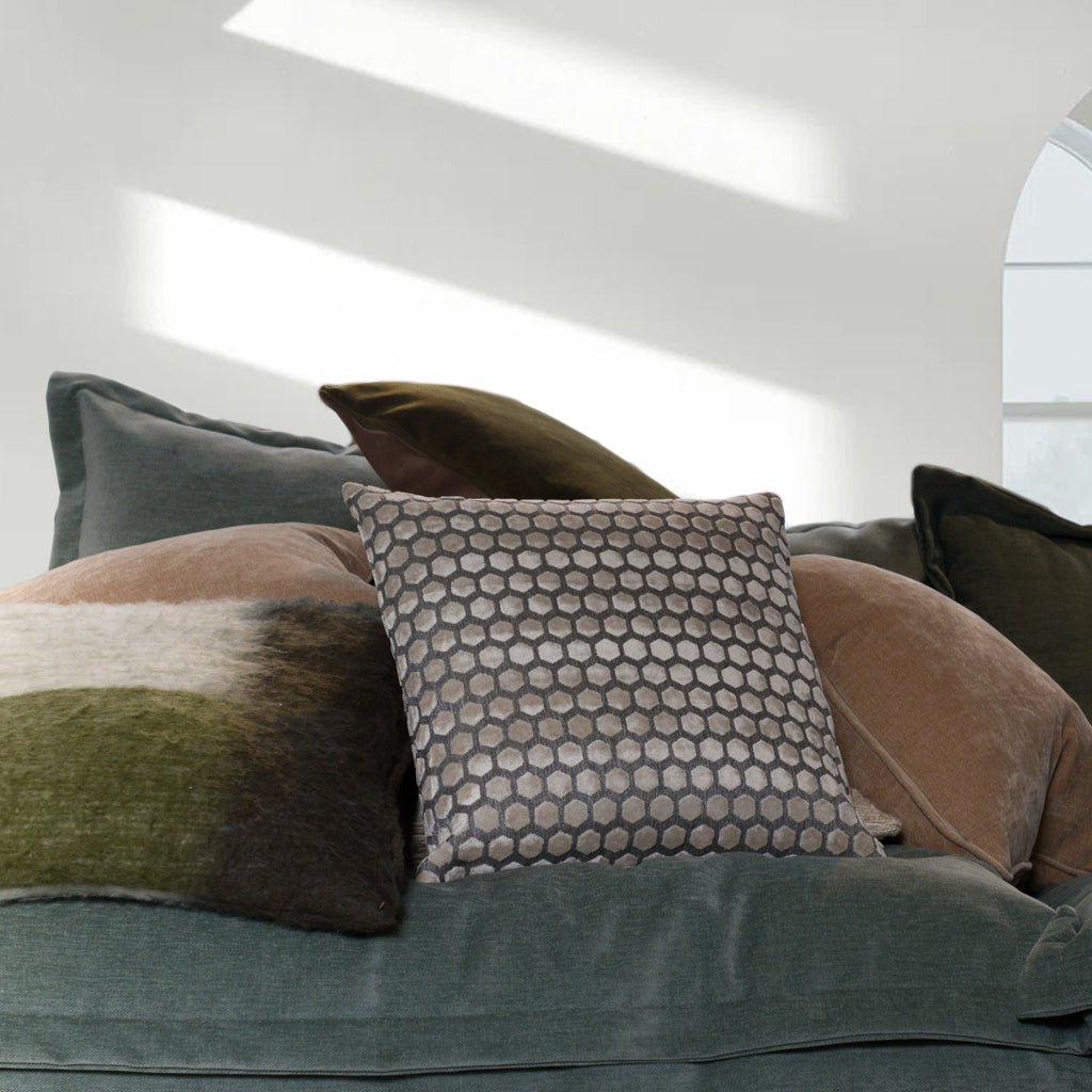 Hex Cut Cushion in Cream