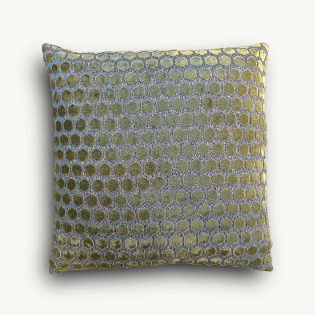 Hex Cut Cushion in Green