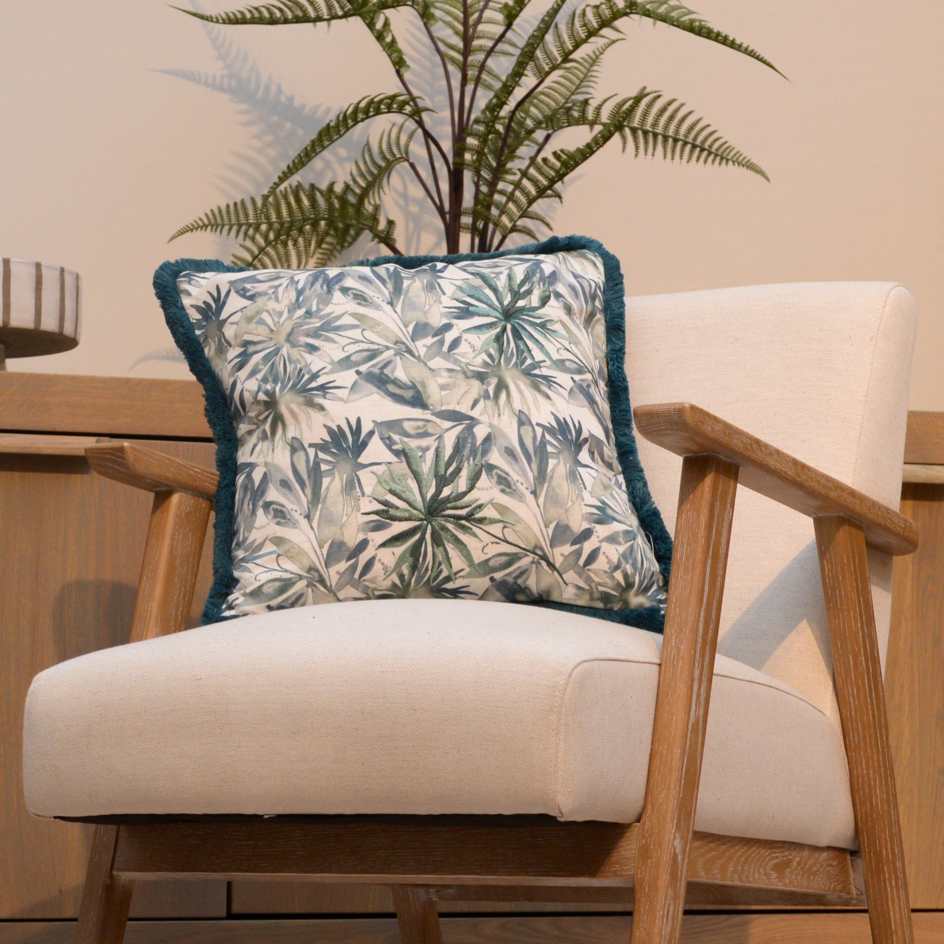 Teal Floral Cushion