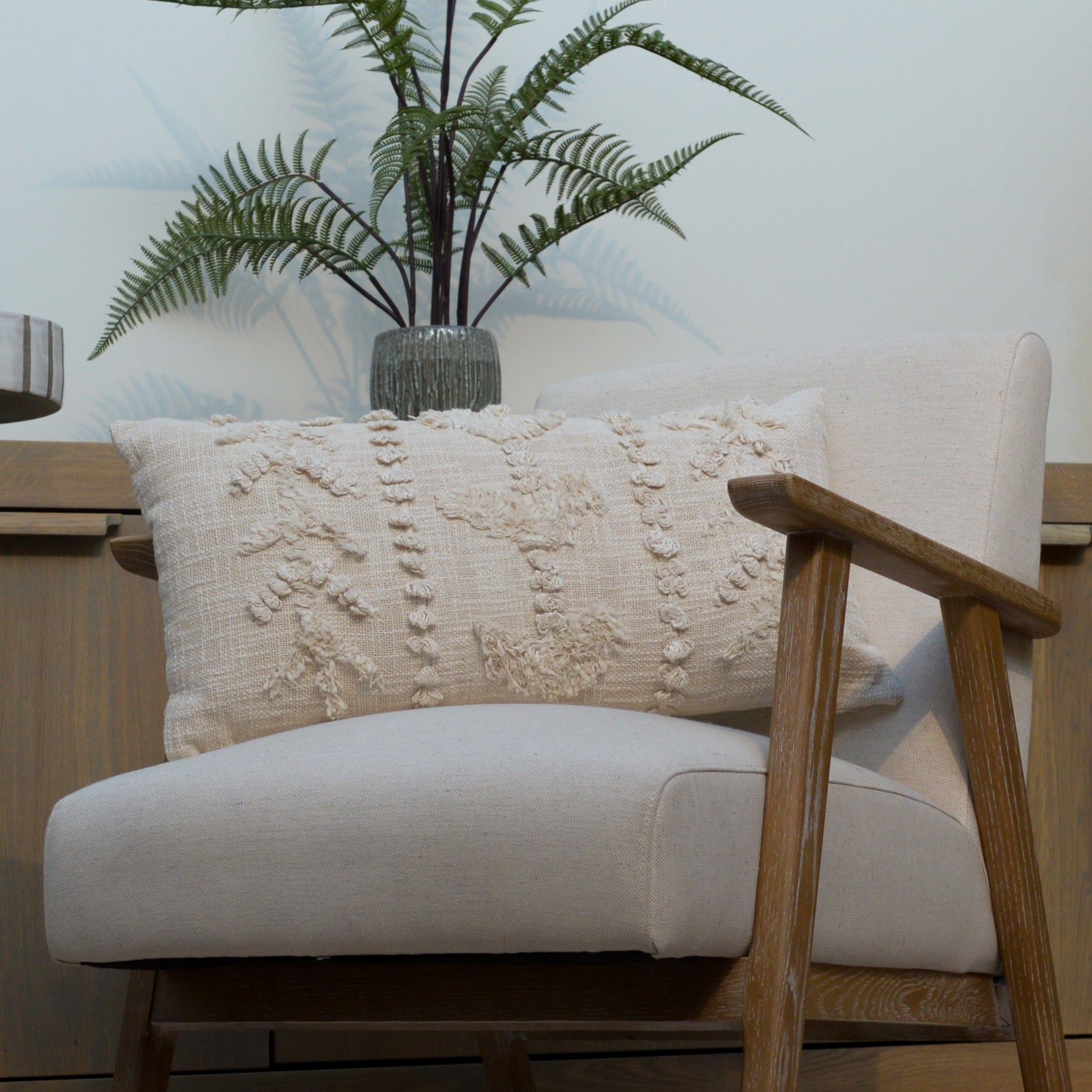 Cream Woven Bolster Cushion