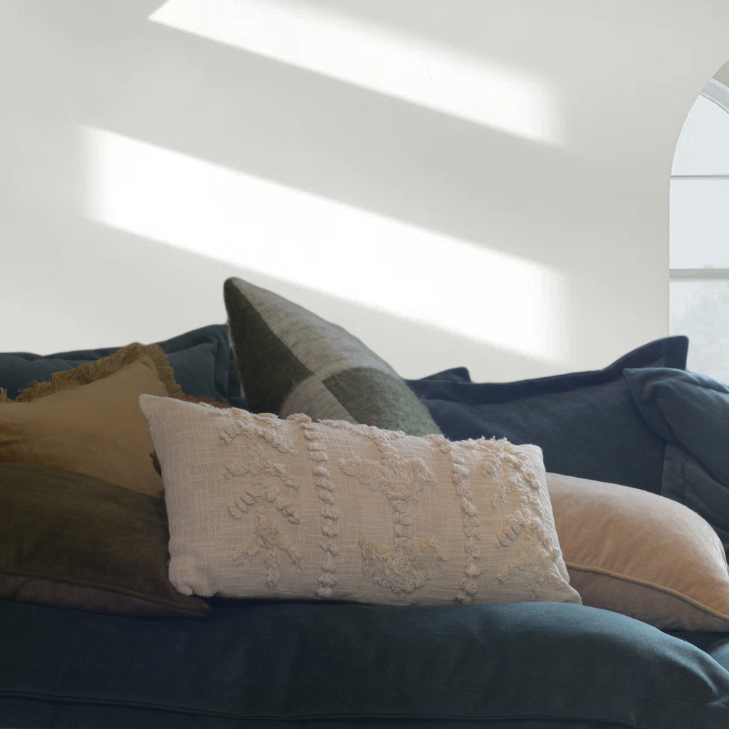 Cream Woven Bolster Cushion