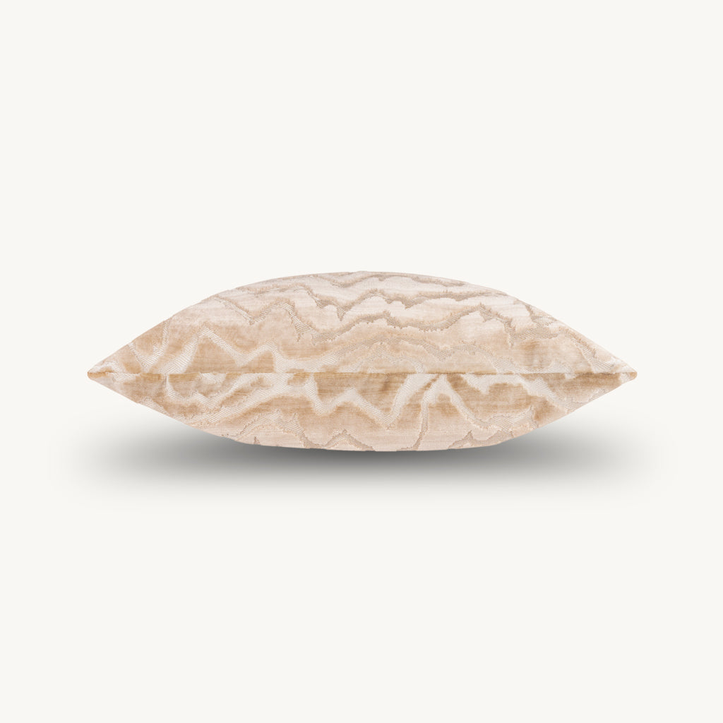 Vesper Cut Velvet Cushion in Taupe