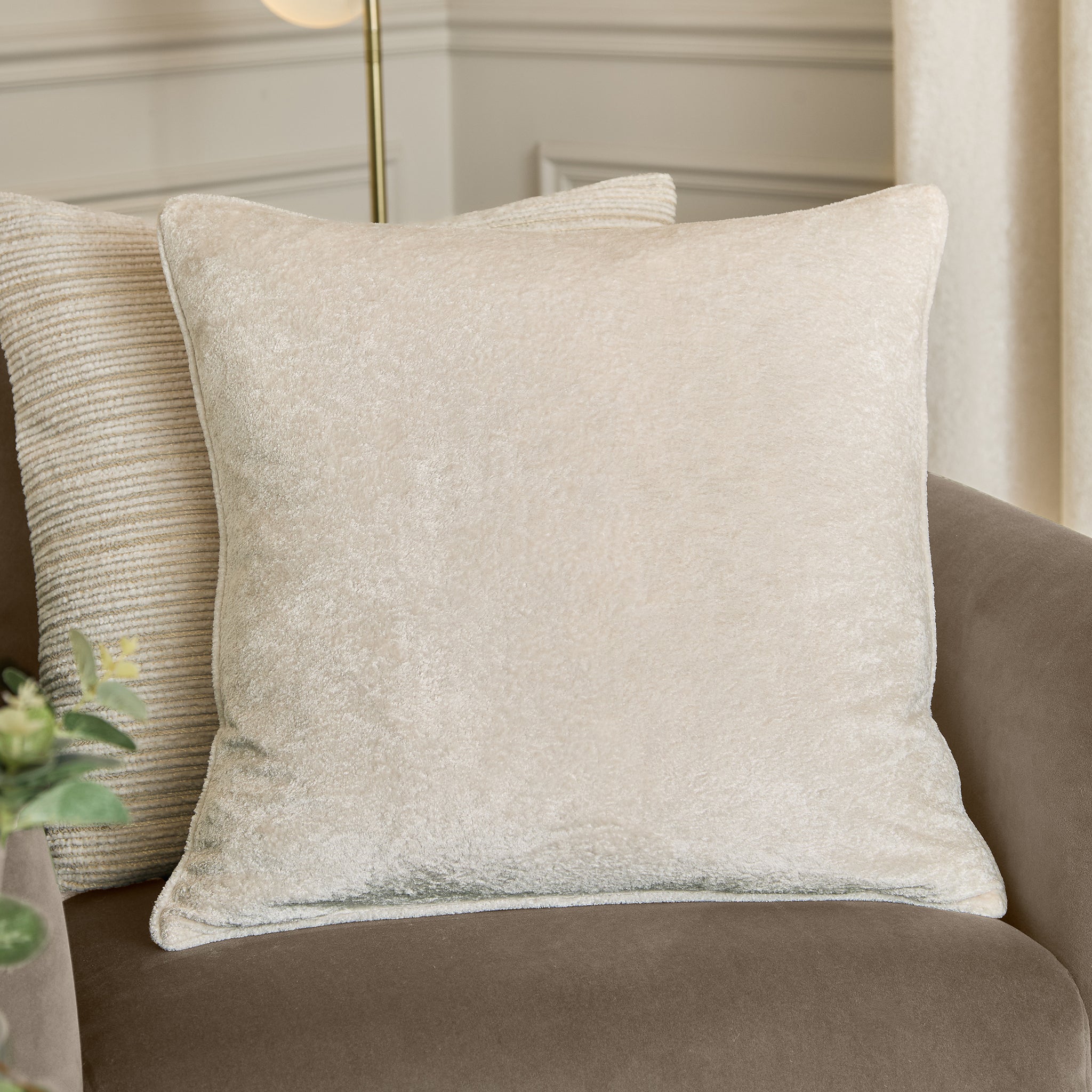 Draco Velvet Cushion in White