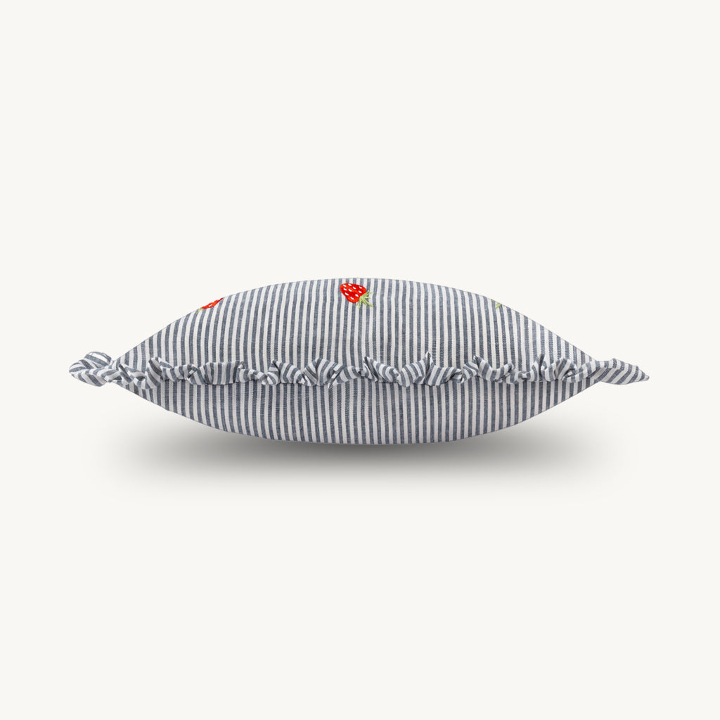 Luna Embroidered Ruffle Cushion in Red