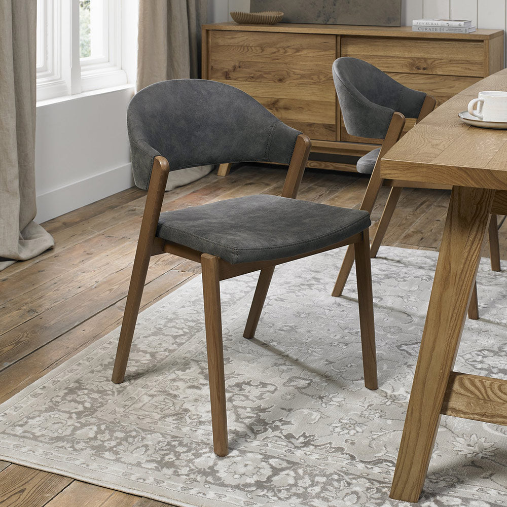 Highgate Rustic Oak Dining Chair in Dark Grey