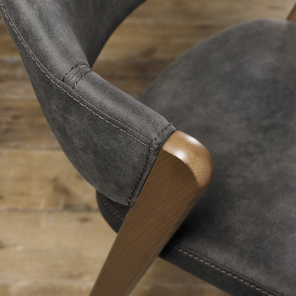 Highgate Rustic Oak Dining Chair in Dark Grey