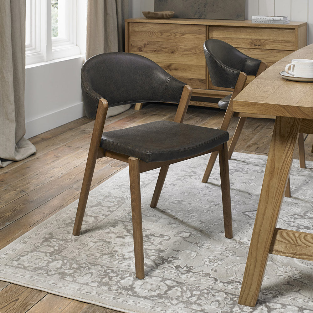 Highgate Rustic Oak Dining Chair in Black