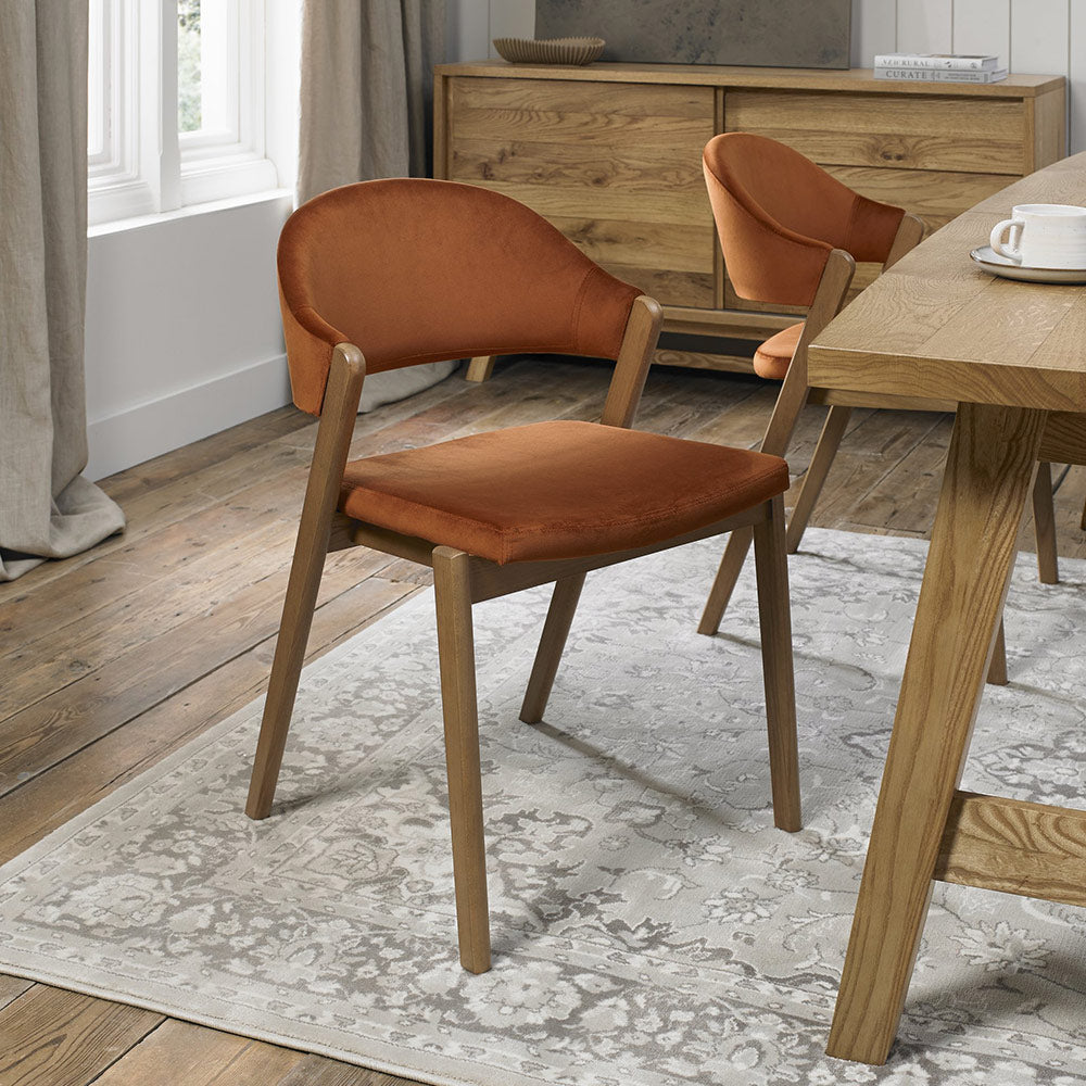 Highgate Rustic Oak Dining Chair in Orange