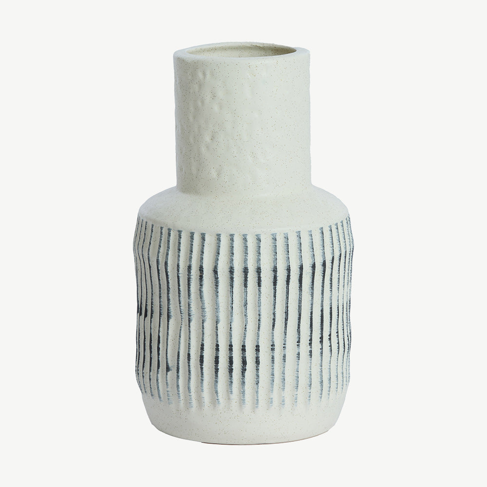 Cream & Black Striped Vase