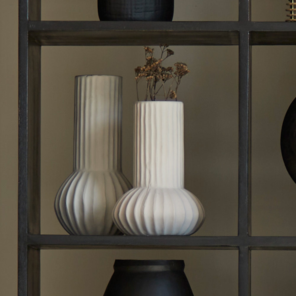 Cream Ribbed Vase