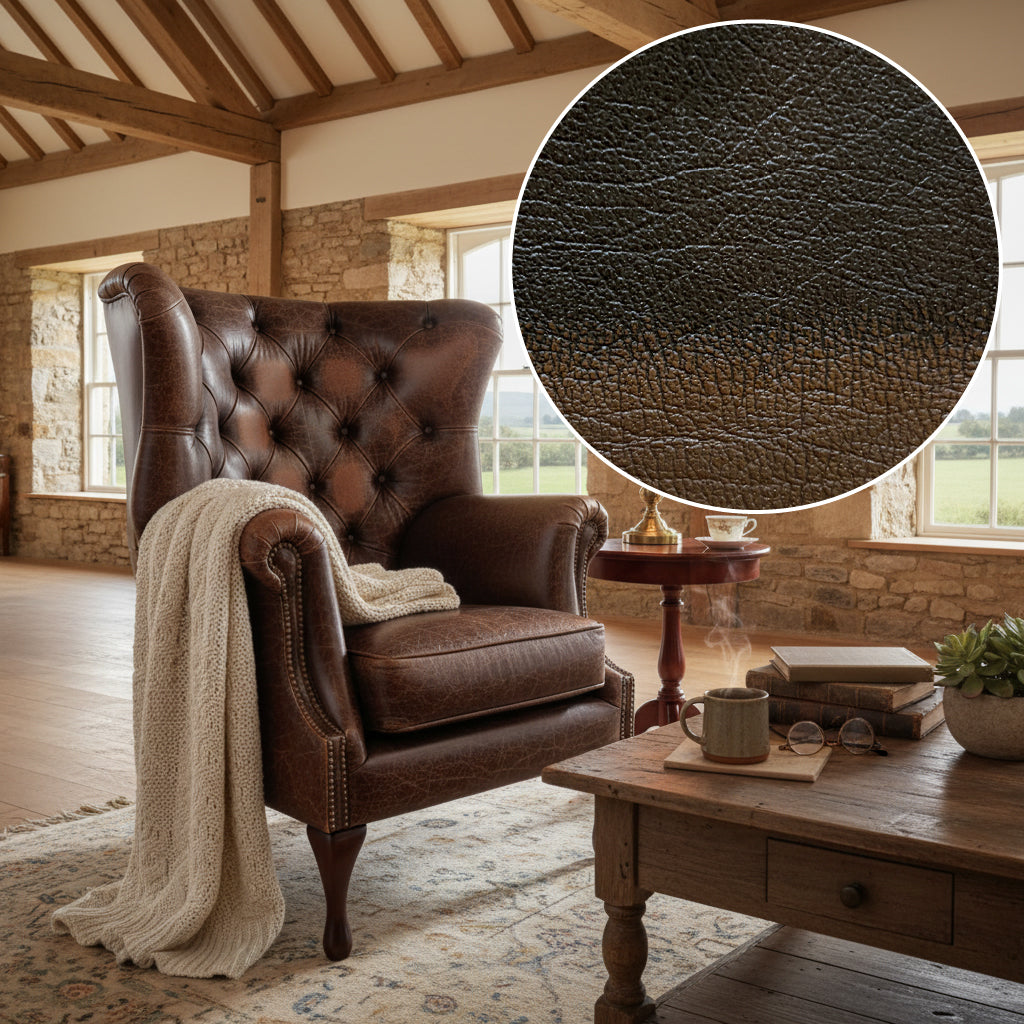 Albert Rub-off Leather Armchair in Brown