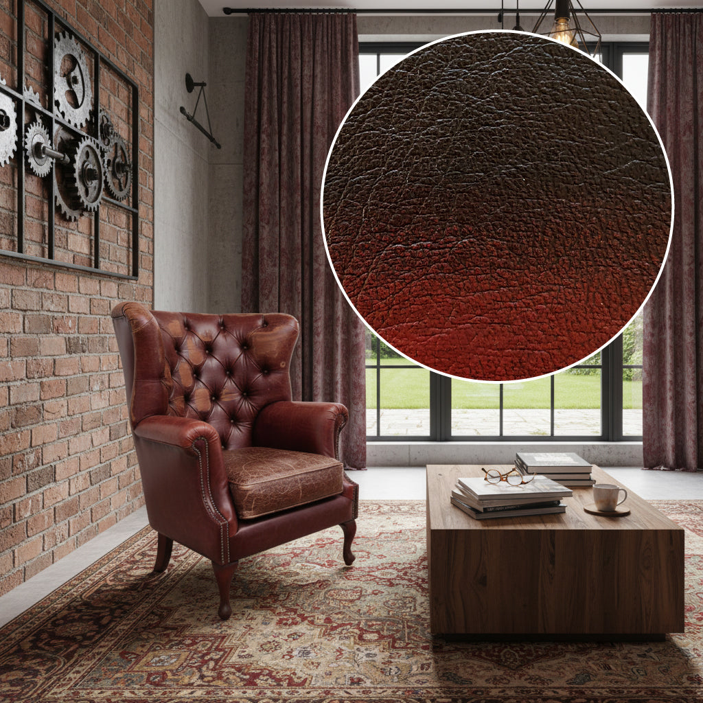 Albert Rub-off Leather Armchair in Red