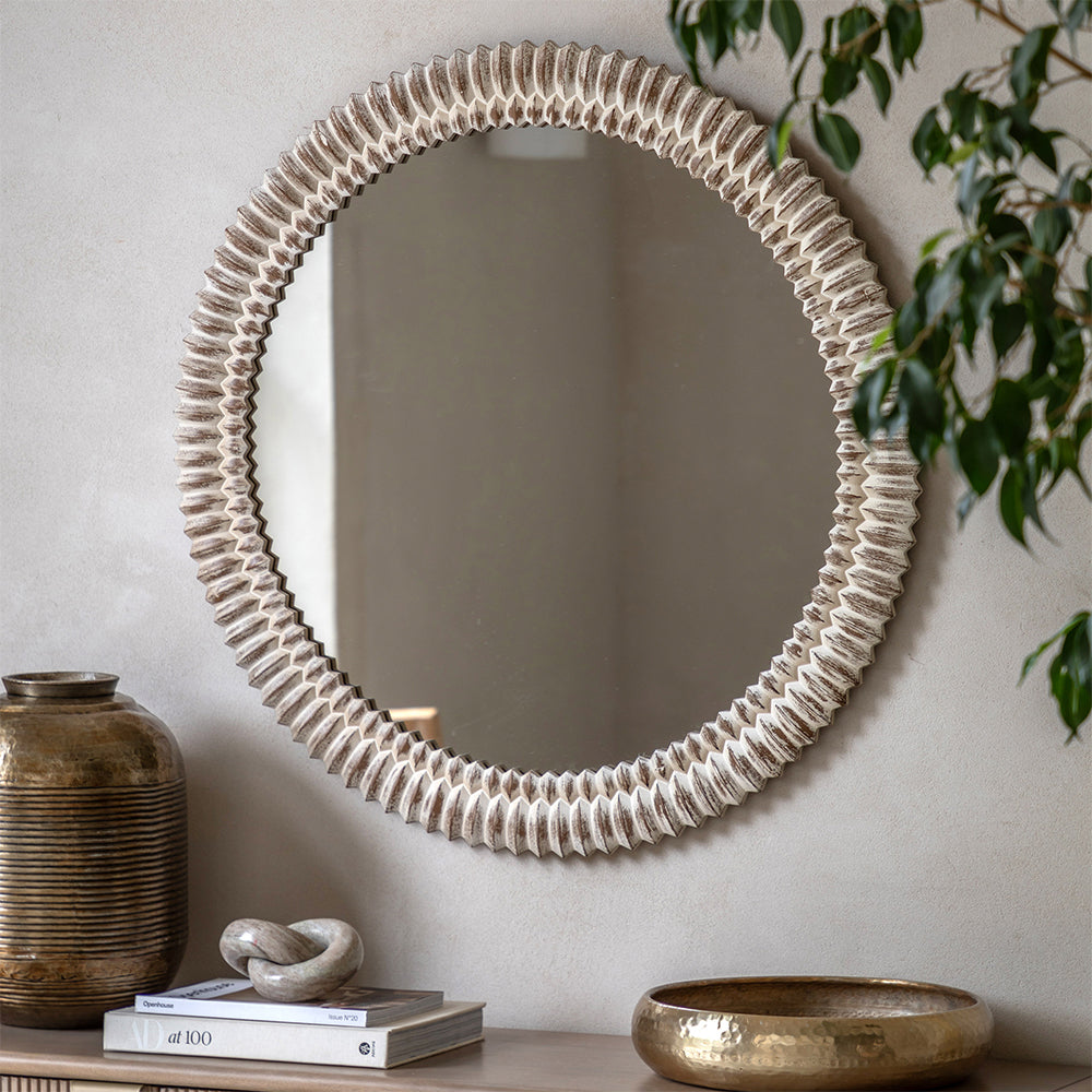 Alta White Round Mirror