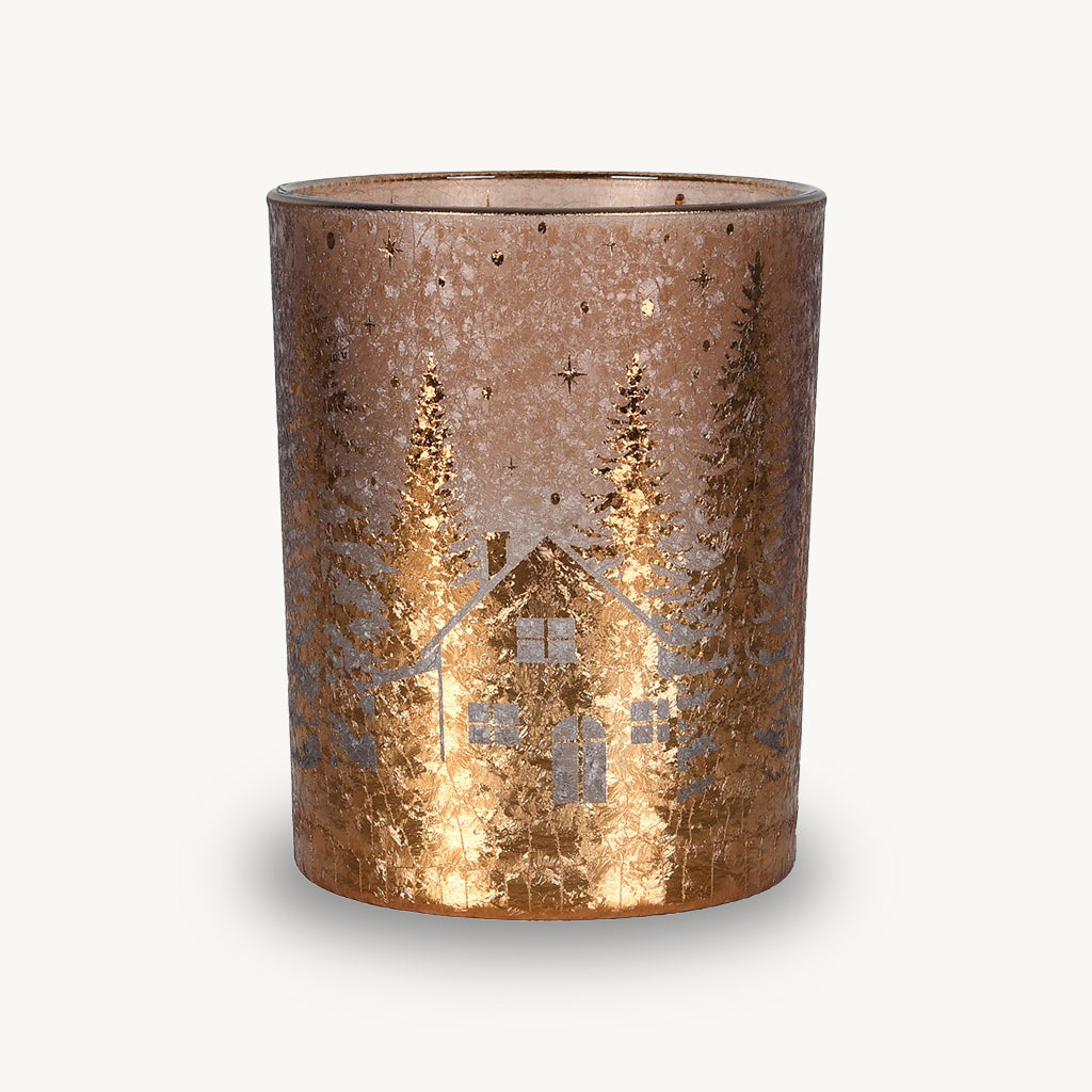 Amber Deer Glass Candle Holder