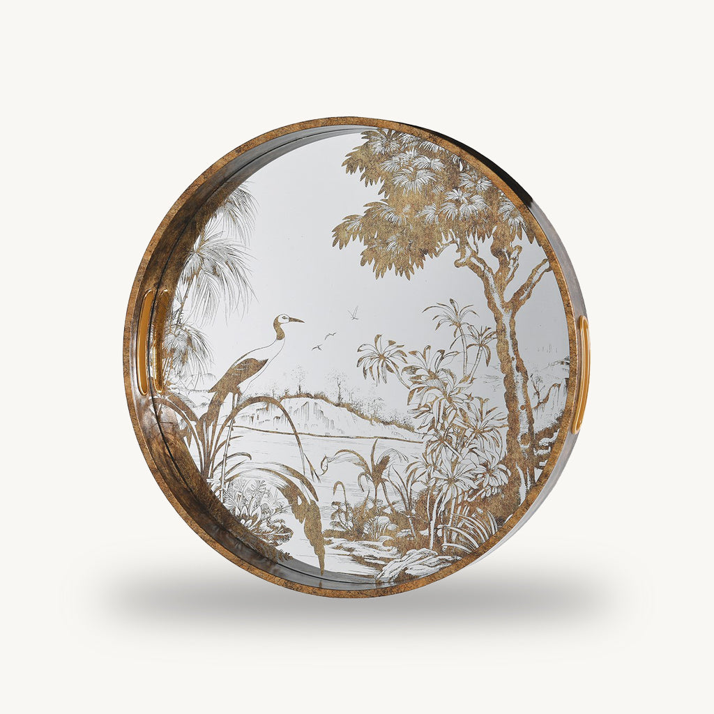Antique Grasses Glass Top Tray