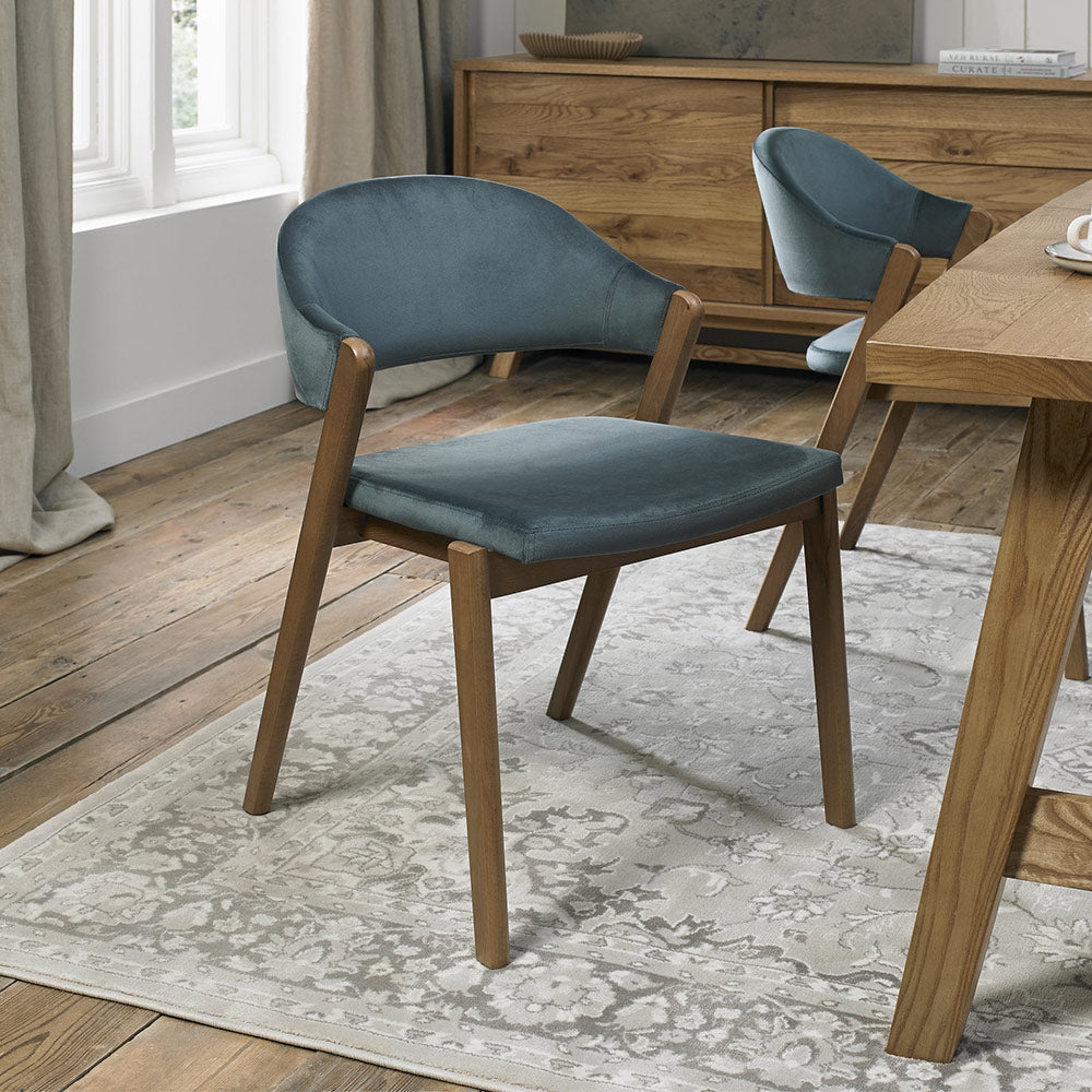 Highgate Rustic Oak Dining Chair in Blue