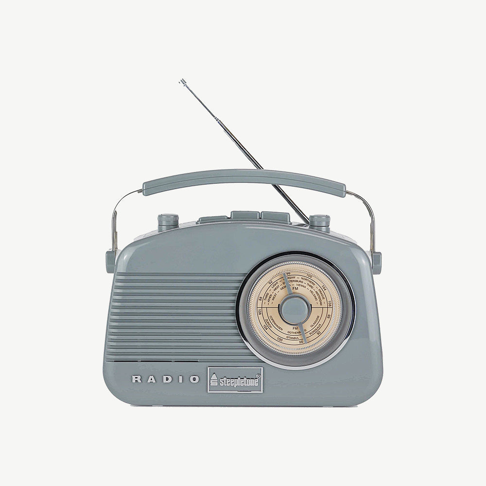 Baby Brighton Retro Style Portable Radio in Grey
