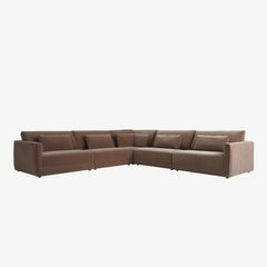 Marilla Corner Group Sofa in Cotton-Velvet-Beige