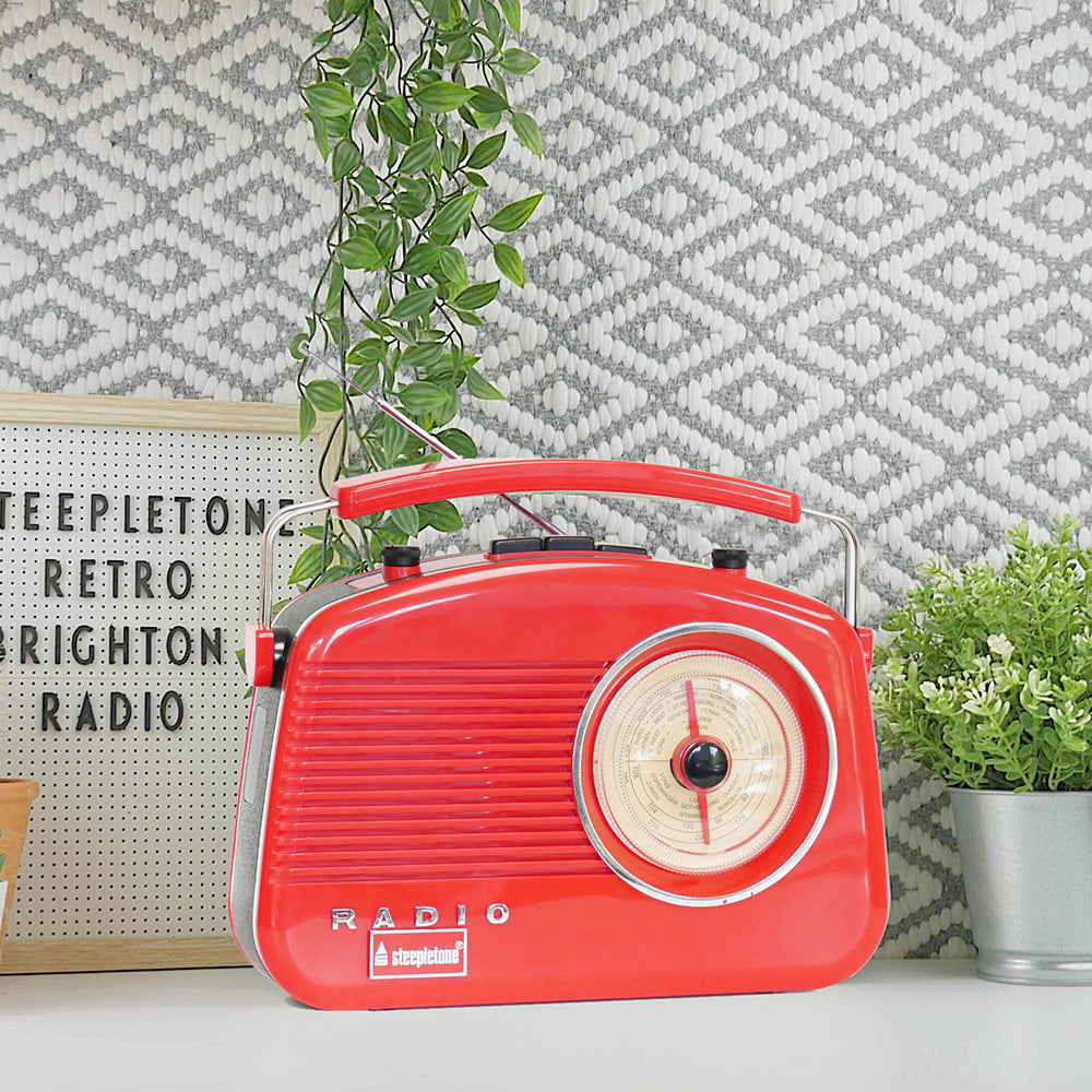 Brighton Retro Style Portable Radio in Red