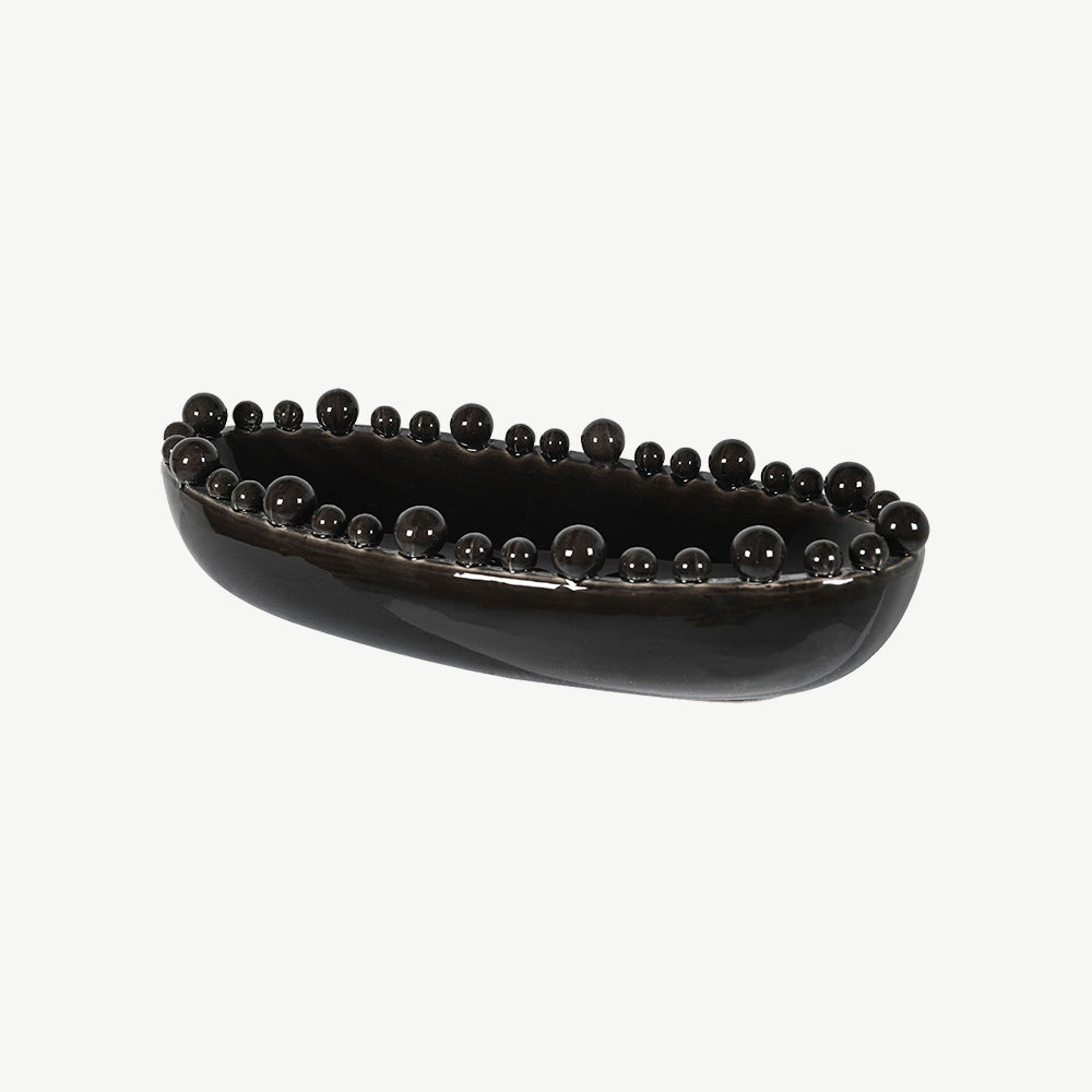 Oval Ceramic Bobble Bowl in Black