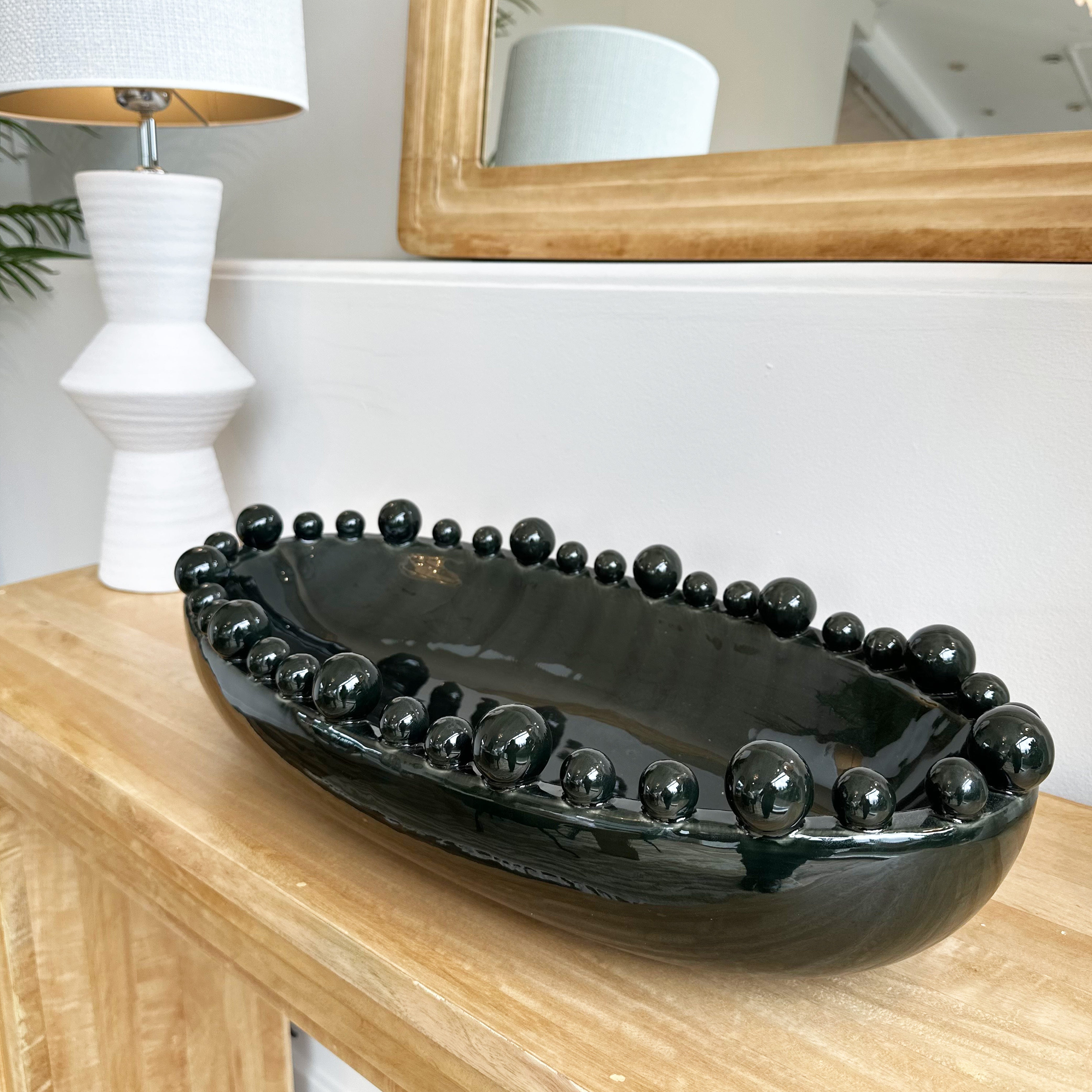 Oval Ceramic Bobble Bowl in Black