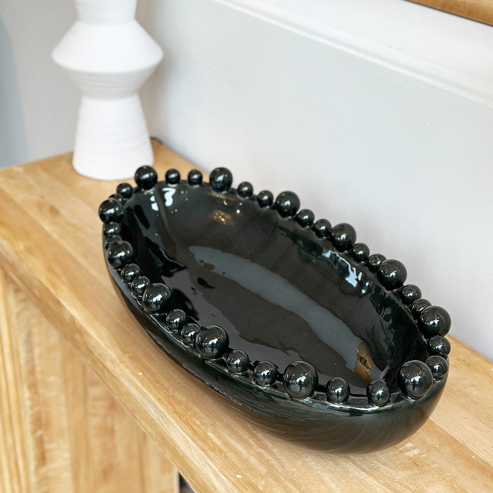 Oval Ceramic Bobble Bowl in Black