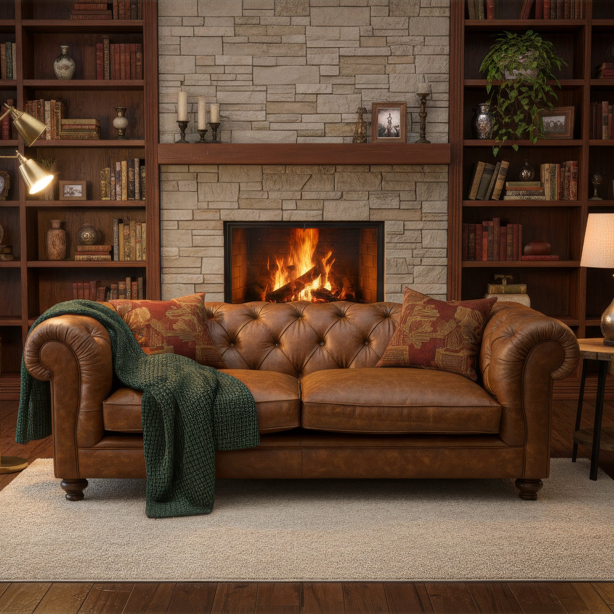 Britannia Rub-off Leather Sofa in Gold