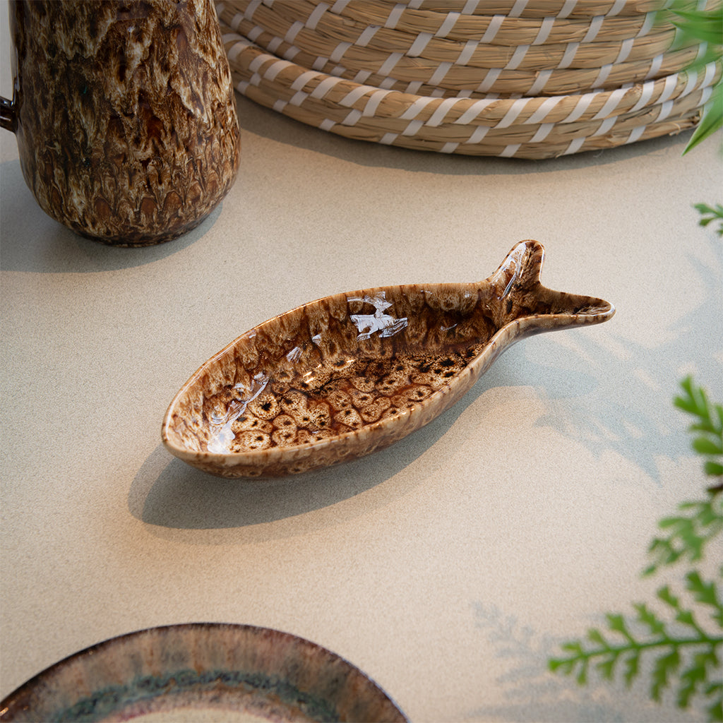 Brown Speckled Fish Dish