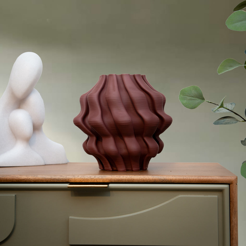 Burgundy 3D Effect Printed Vase