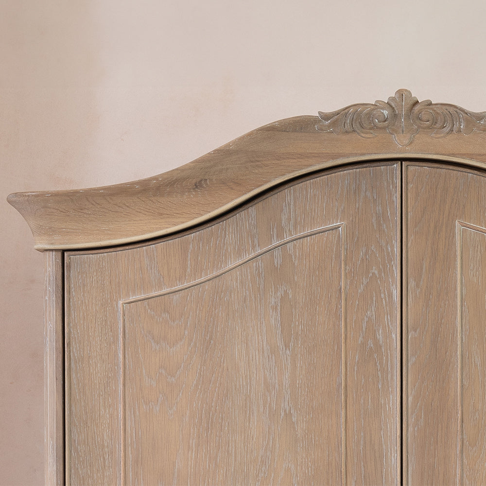 Solid oak double wardrobe in soft antique finish