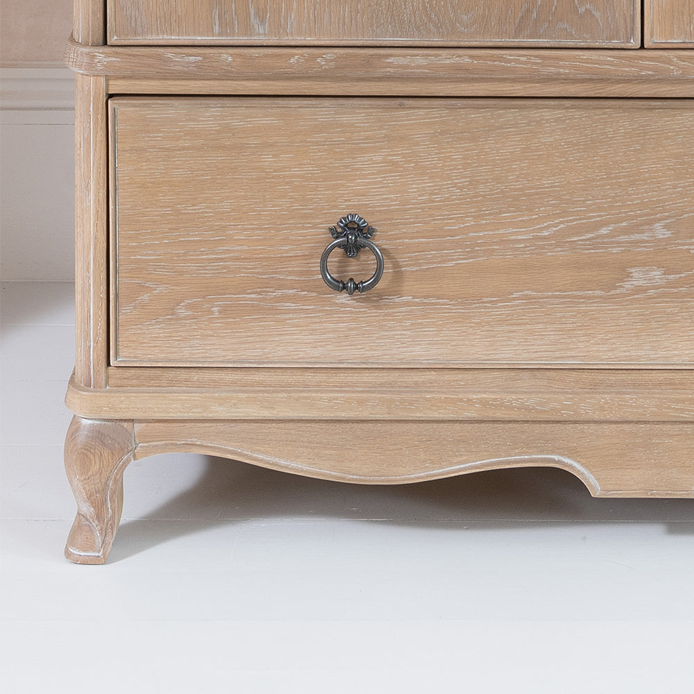 Solid oak double wardrobe in soft antique finish