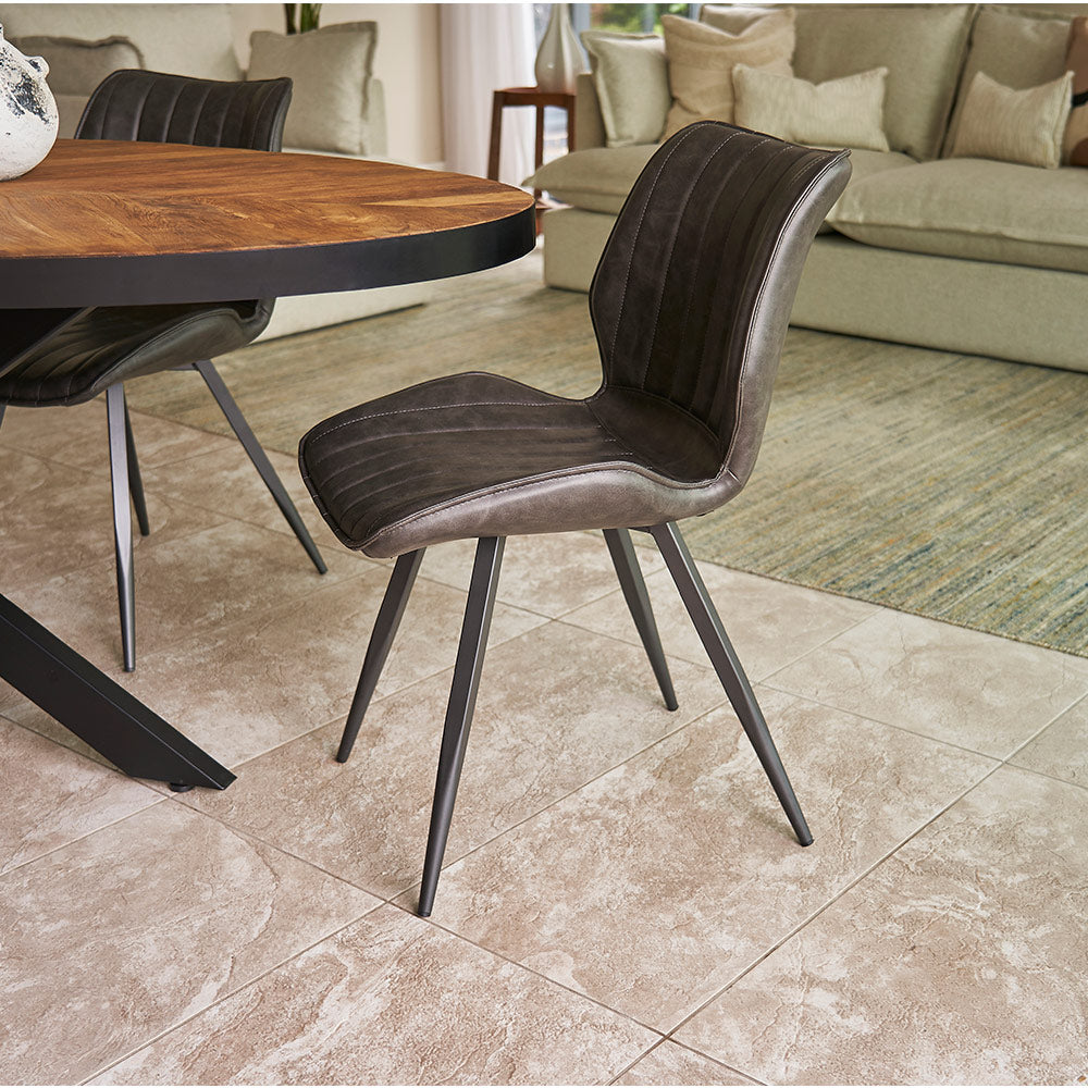 Hudson Vegan Leather Dining Chair in Brown