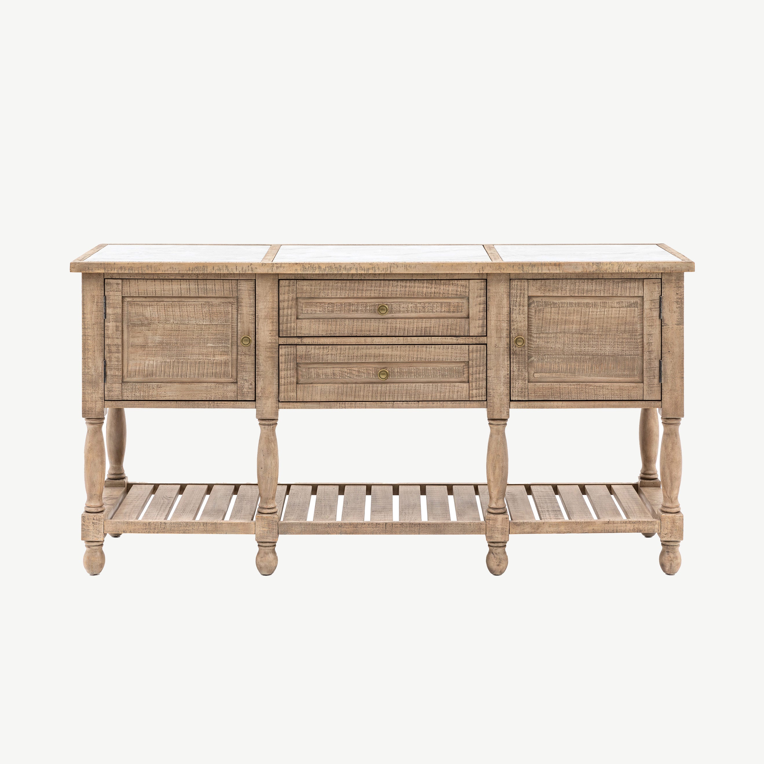 Pine sideboard in natural finish with inset marble top