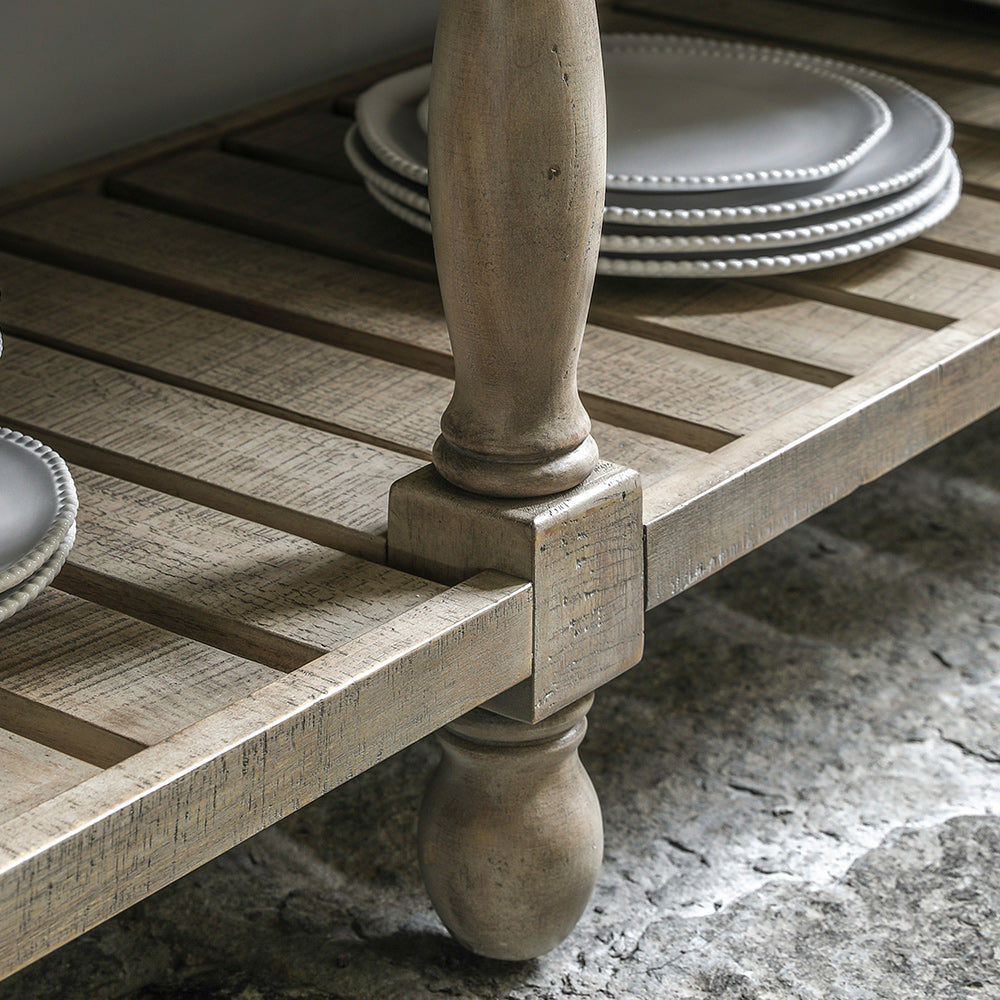 Pine sideboard in natural finish with inset marble top