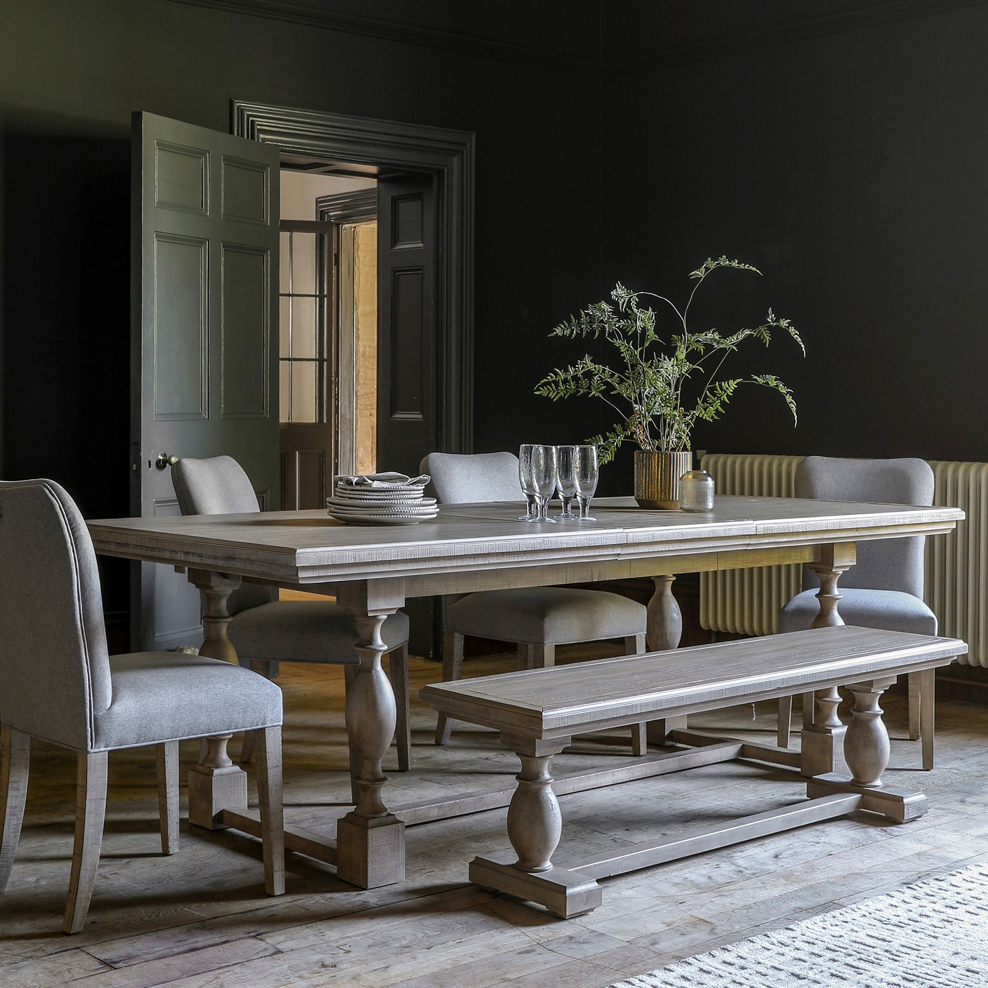 Pine dining bench in natural finish