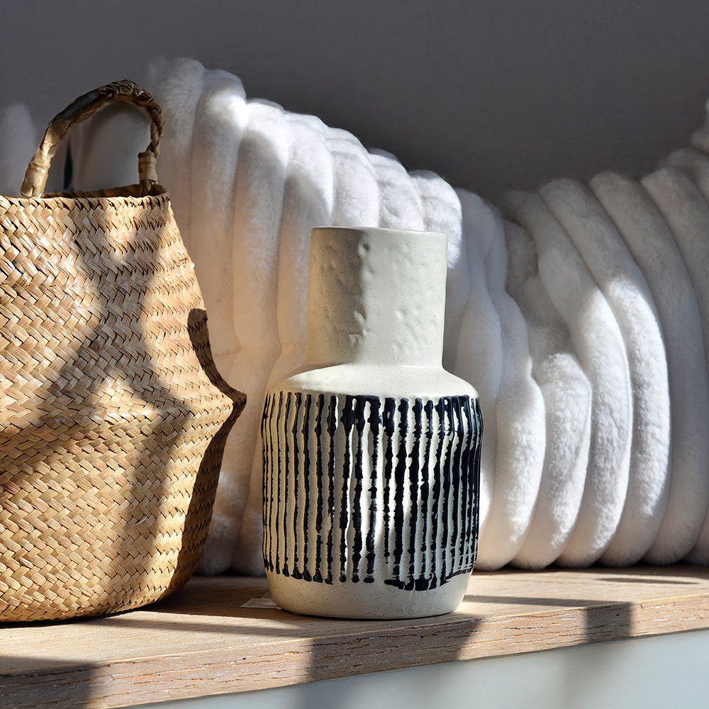 Cream & Black Striped Vase