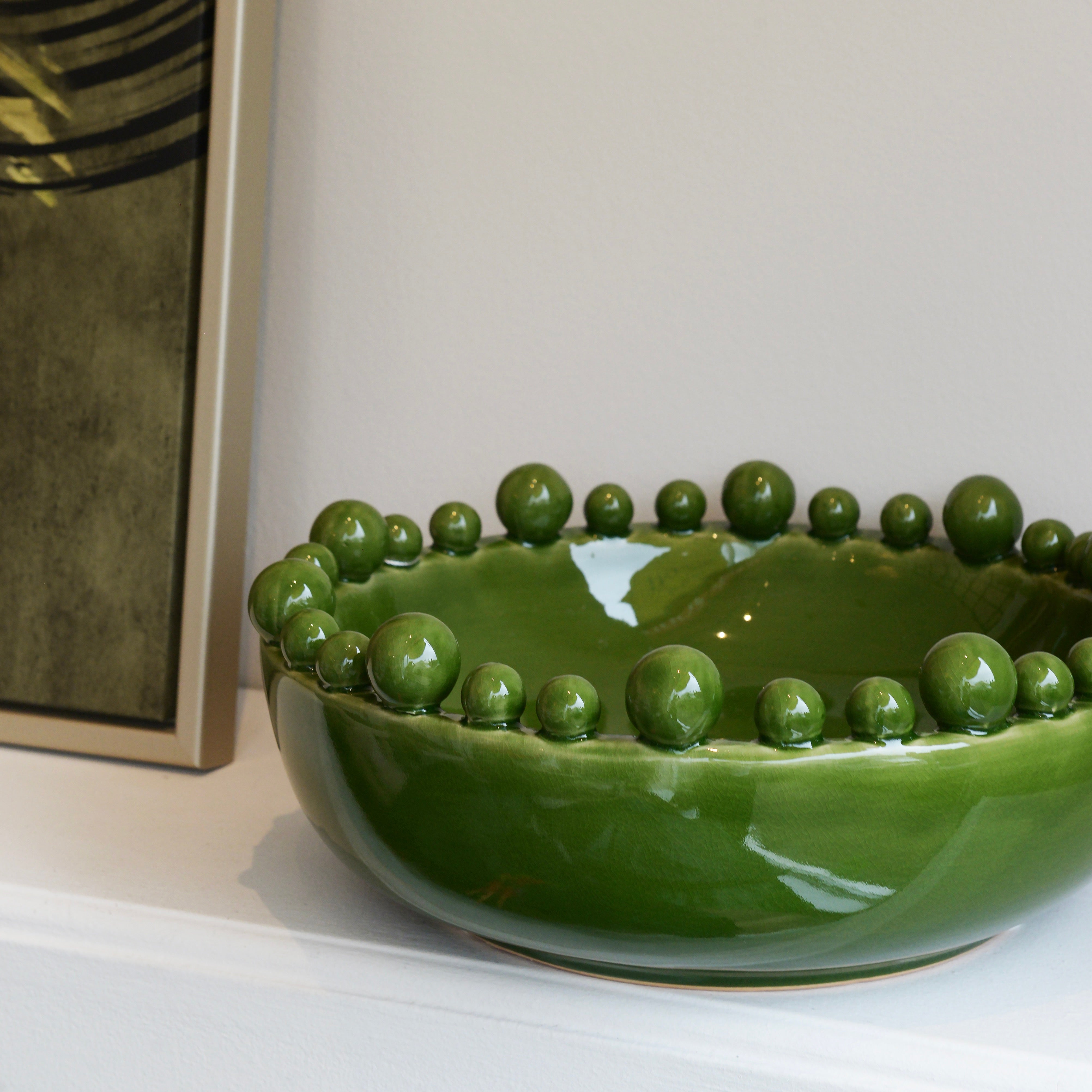 Green Ceramic Bobble Bowl