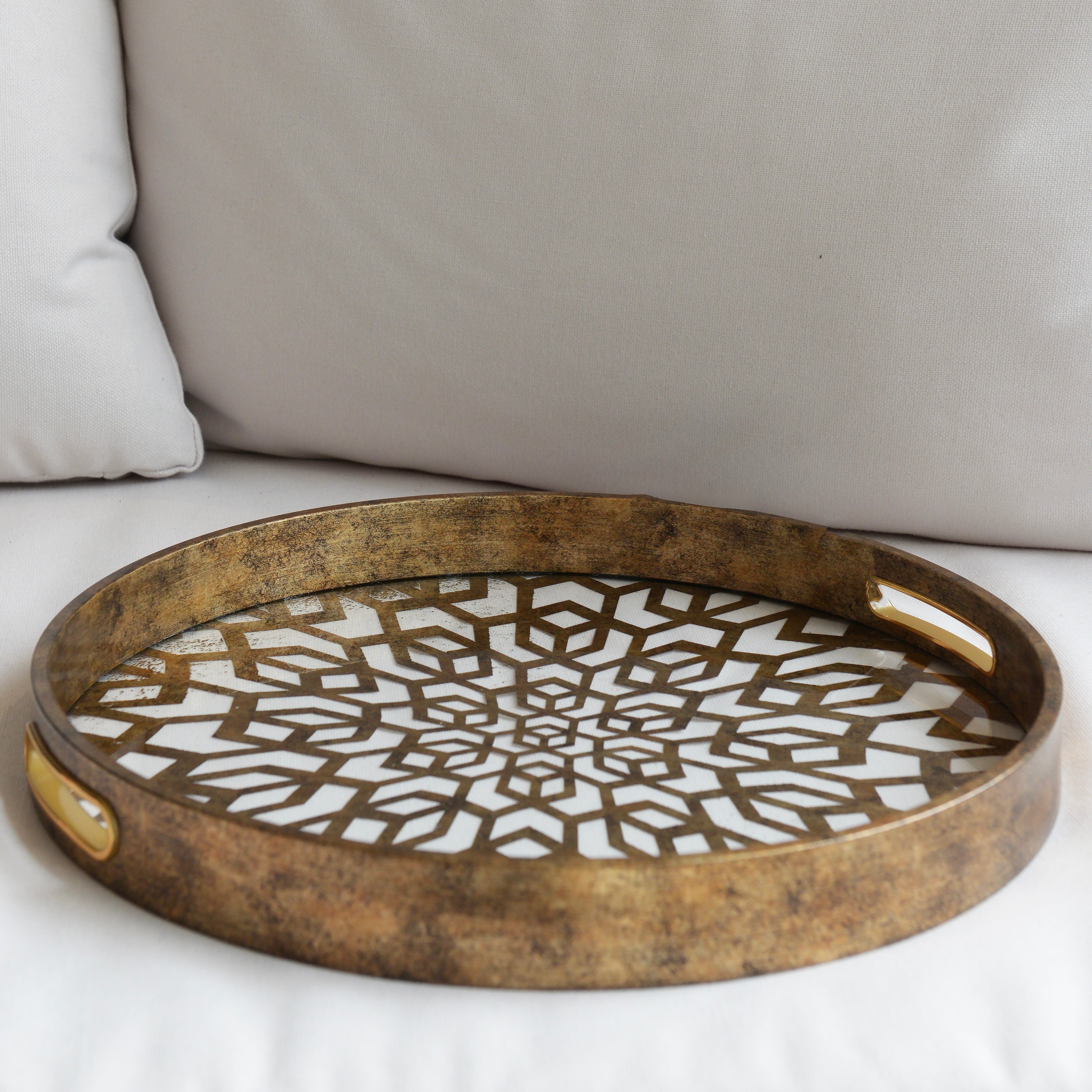 Antique Gold Mosaic Tray